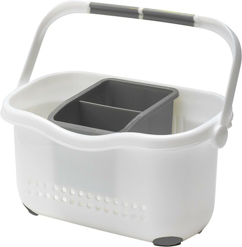 Addis white grey sink caddy - white/grey,